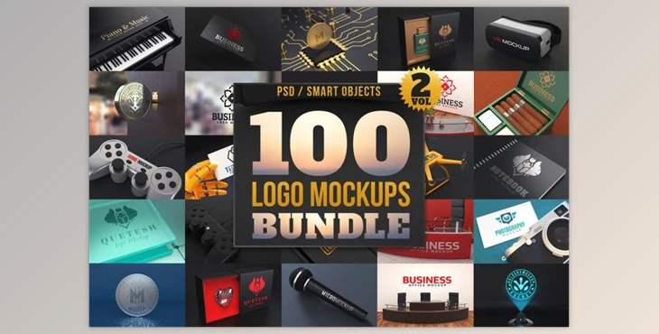 Download 100 Logo Mockups Bundle Vol2 CreativeMarket-2390073 (PSD, JPG, PNG)