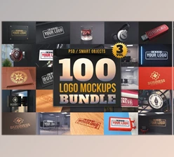 Download 100 Logo Mockups Bundle Vol.3 CreativeMarket-2412509 (PSD, JPG, PNG)