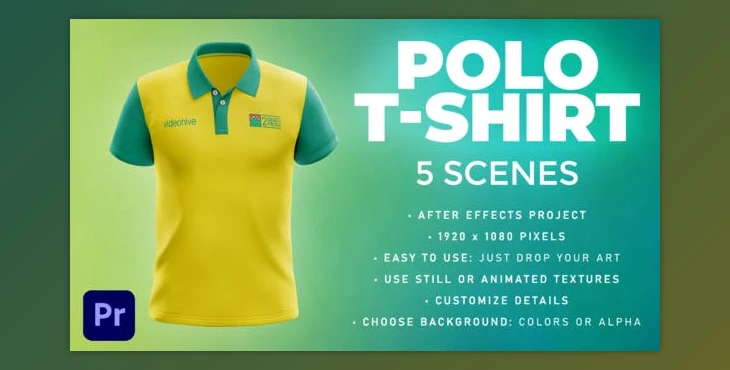 Download Polo T-shirt - 5 Scenes Mockup Template - Animated Mockup PREMIERE (Videohive 33877905) - PR Project