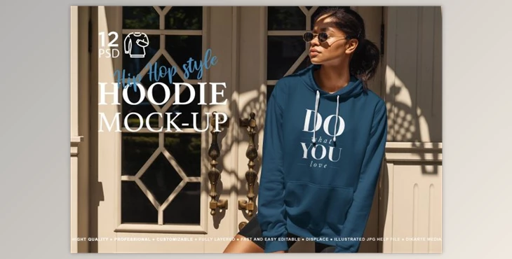 Download Hoodie Mock-Up Hip Hop Style (PSD)