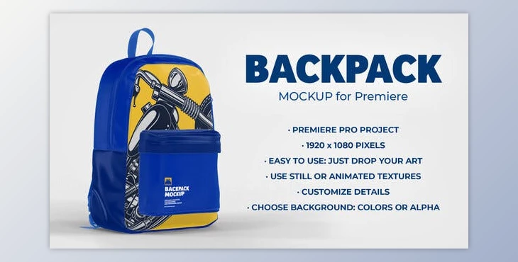 Download Backpack Mockup Template - Animated Mockup PREMIERE (Videohive 34761252)