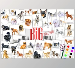 Download Watercolor Dogs BIG BUNDLE CreativeMarket-2391277 (JPG, PSD, PNG)