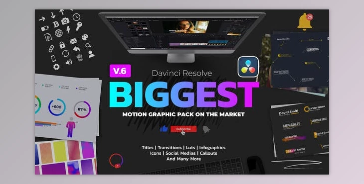 Download Motion Graphic Pack for Davinci Resolve (Videohive 30109295)