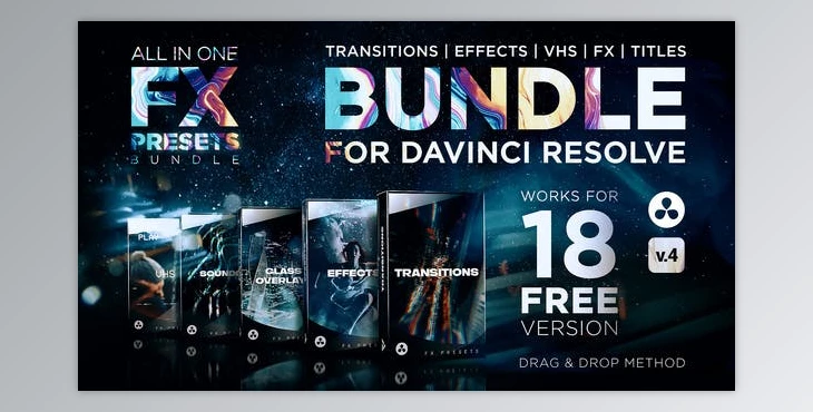 Download FX Presets Bundle for DaVinci Resolve | Transitions, Effects, VHS, SFX (Videohive 30888590)
