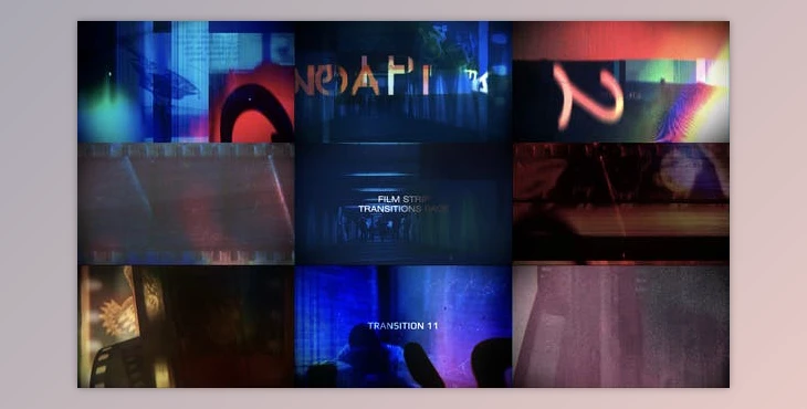 Download Videohive Old Film Strip Transitions Pack (40178382) - AE Project