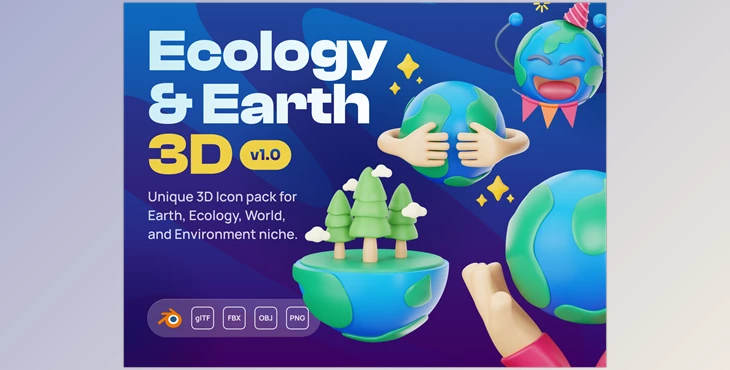 Download UI8 – Earthy – Ecology & Earth 3D Icon Set