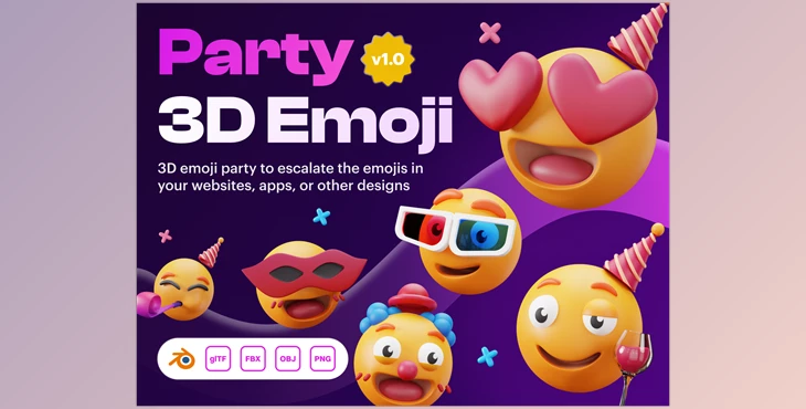Download UI8 – Emoty – 3D Party & Celebration Emoji Set