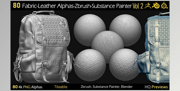 Download Artstation – Debox Studio – 80 4K Fabric – Leather Tileble Alphas