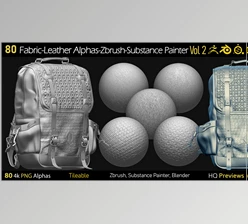Download Artstation – Debox Studio – 80 4K Fabric – Leather Tileble Alphas