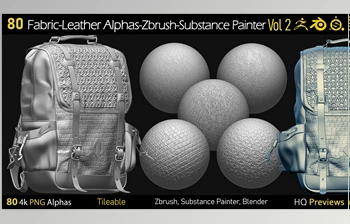 Download Artstation – Debox <span class='badge badge-warning'>Studio</span> – 80 4K Fabric – Leather Tileble Alphas