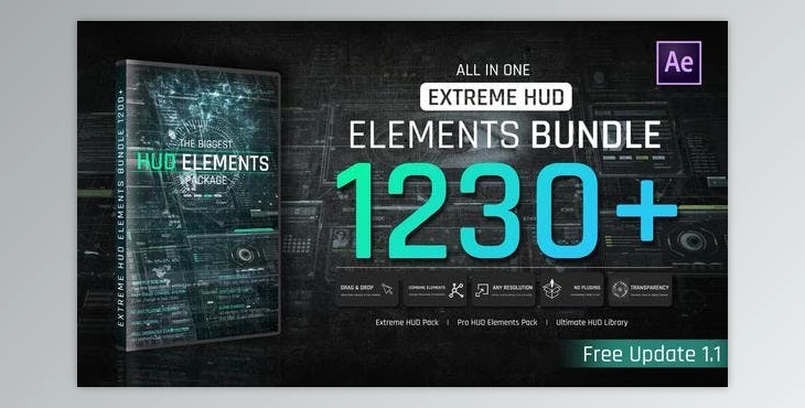 Download Extreme HUD Elements Bundle 1200+ V2 (Videohive 44273741) - AE Project