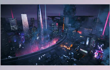 Download C4D Octane render Cyberpunk city <span class='badge badge-warning'>Magic</span> Wonder Skyscrapers CBD japan neon