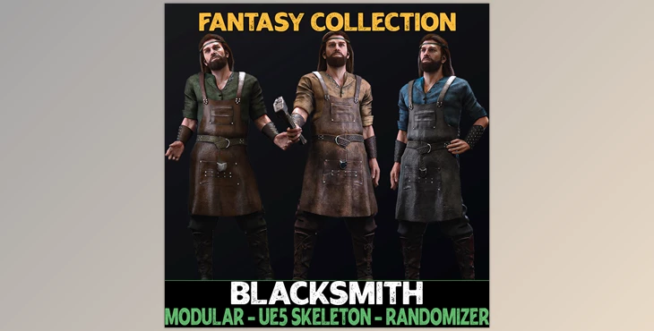 Download Unreal Engine - Characters Modular Blacksmith - Male Humans - Fantasy Collection v5.1