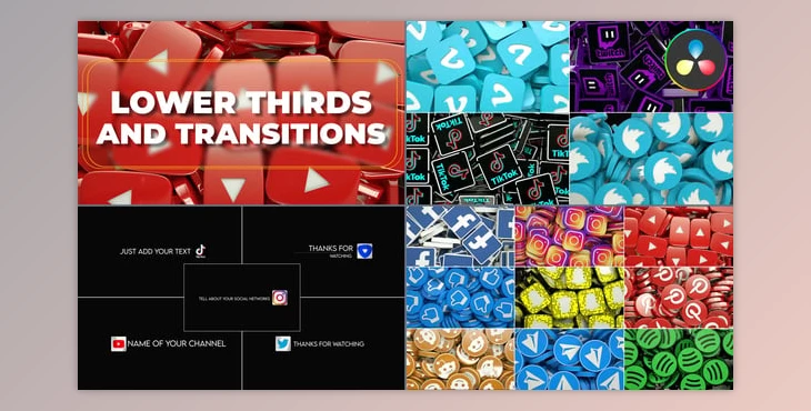 Download Social Media Lower Thirds And Transitions for Davinci Resolve (Videohive 55804318)