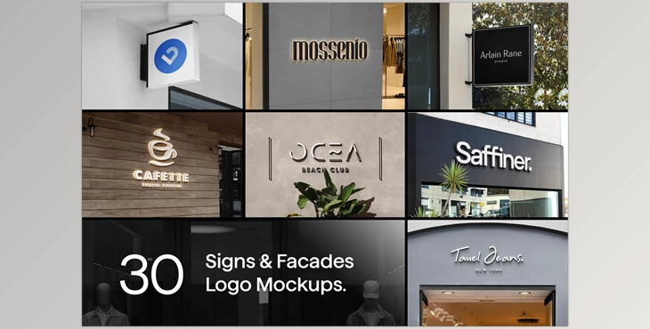 Asylab - Download 30 Signs & Facade Logo Mockups - V3