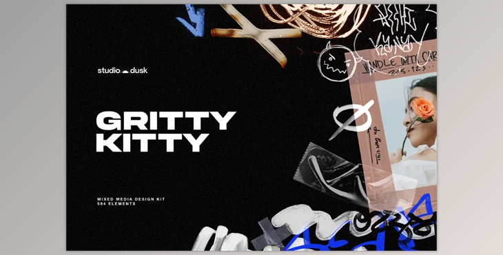 Download Gritty Kitty - Grunge design kit (Creativemarket 290826795)