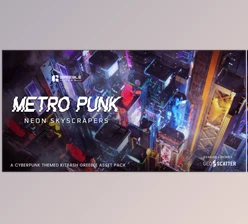Blender - Download MetroPunk Neon Skyscrapers - Cyberpunk Kitbash Greeble Assets