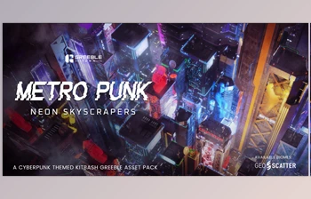 <span class='badge badge-warning'>Blender</span> - Download MetroPunk Neon Skyscrapers - Cyberpunk Kitbash Greeble Assets