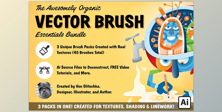RetroSupply - Download The Awesomely Organic Vector Brush Essential Bundle for Adobe Illustrator