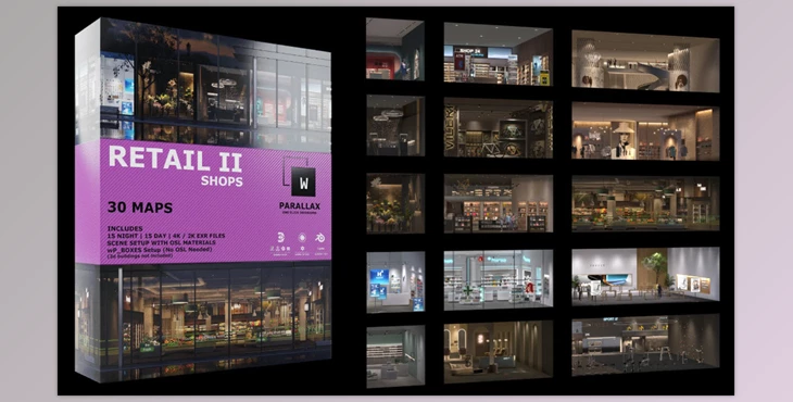 Gumroad - Download wParallax Retail 2 // One-Click-Interiors for Archviz