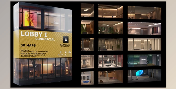 Gumroad - Download wParallax Lobby 1 | One-Click-Interiors for Archviz