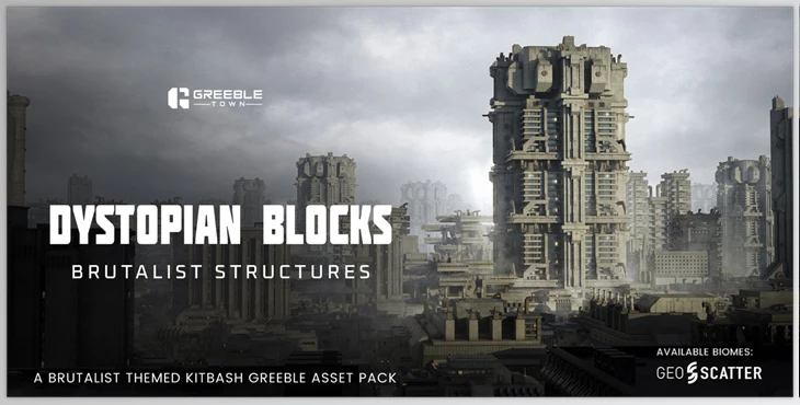 Blender - Download Dystopian Blocks - Brutalist Structures Kitbash Buildings