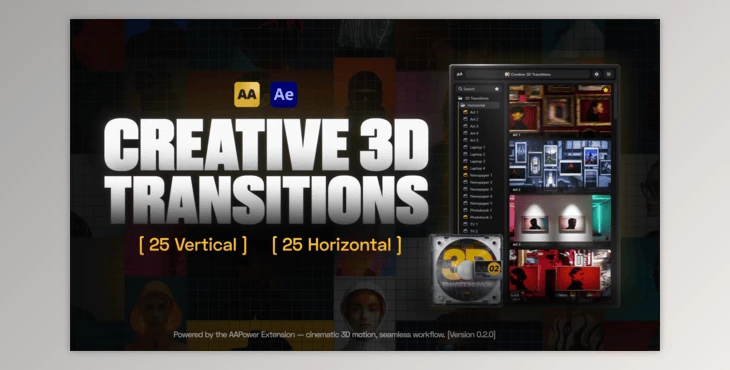Download Creative 3D Transitions: 50 Dynamic Transitions for After Effects | AAPower (Videohive 60562749)