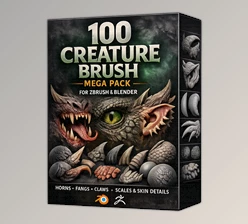 100 Creature Brush Mega Pack for Zbrush and Blender by Flipped Normals