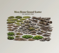 Moss Biome Ground Scatter: 3d Assetkit Pbr for Blender by Superhivemarket
