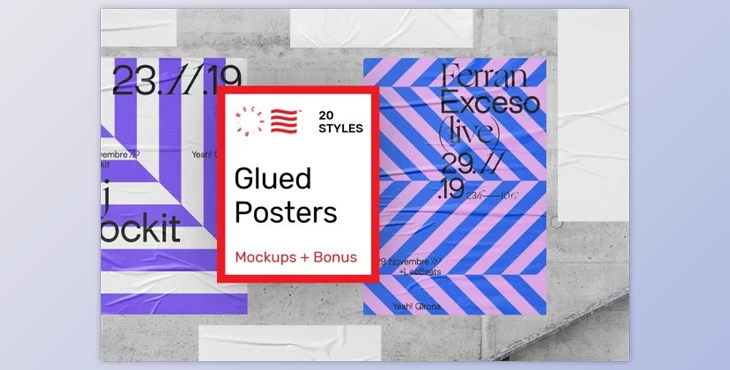 Download Glued Poster Mockups Scene Generator (JPG, PSD, PDF)