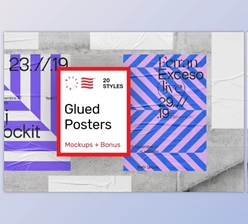 Download Glued Poster Mockups Scene Generator (JPG, PSD, PDF)